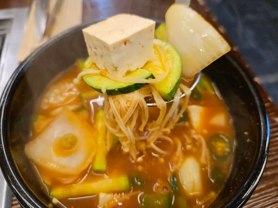 Doenjang jjigae and rice served for dessert