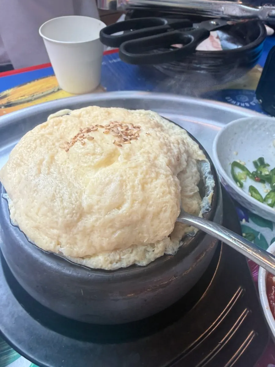 A spoonful of soft steamed egg