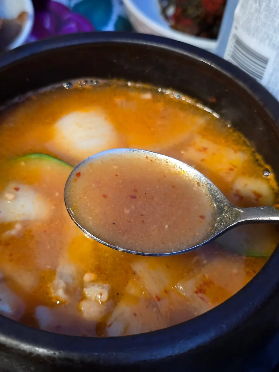 Doenjang jjigae with tofu and zucchini