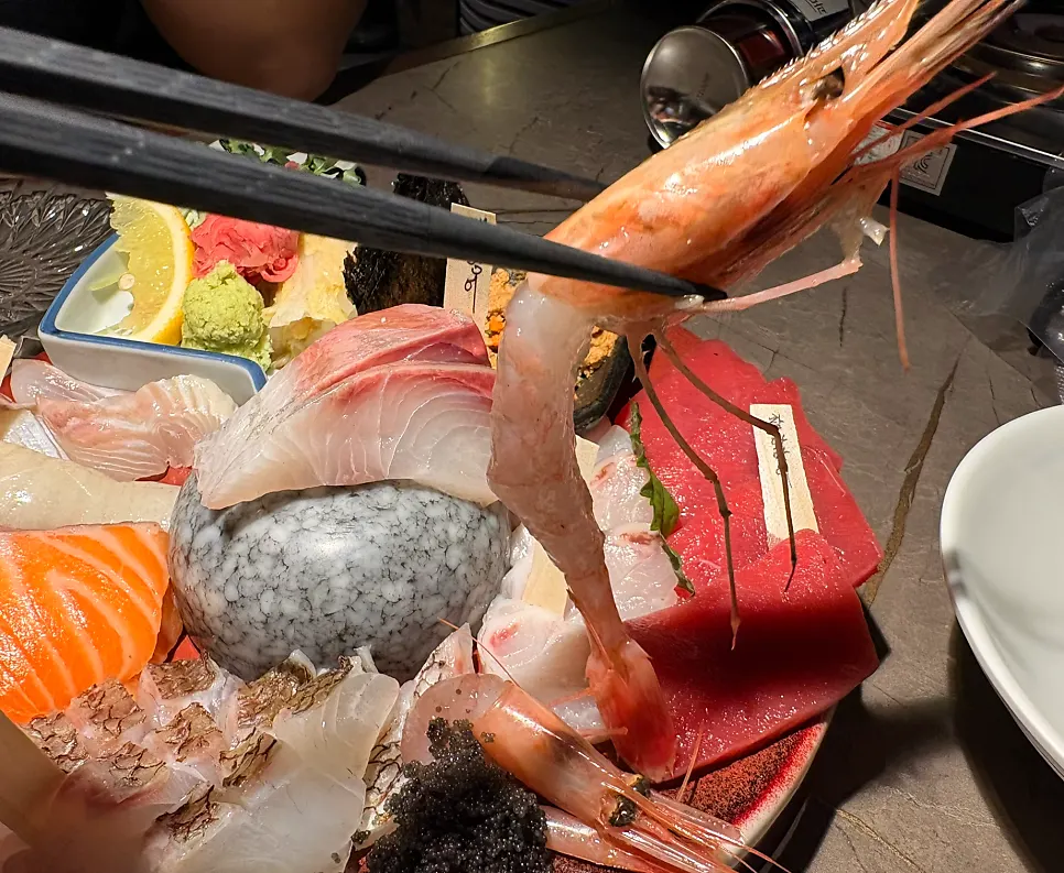 An assorted platter of aged sashimi