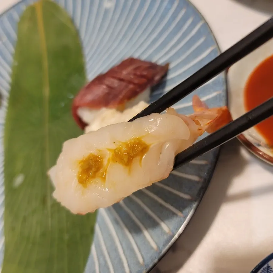 Sushi with fatty tuna and sweet shrimp