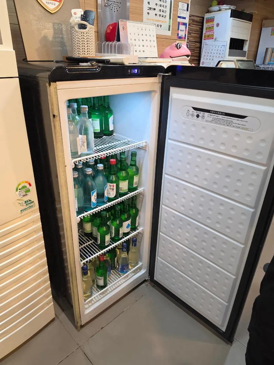 Various types of soju on display
