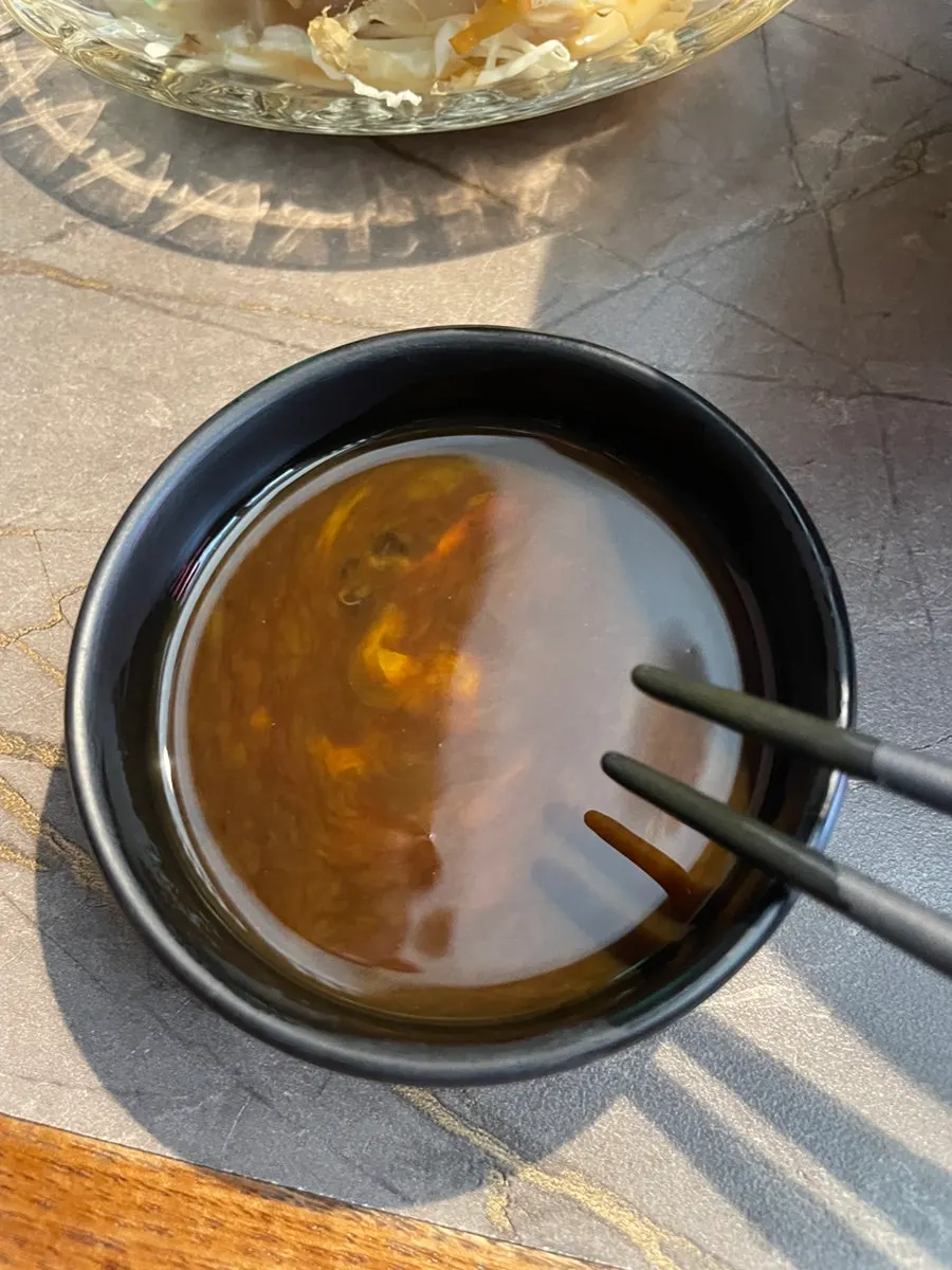 Sauce made by mixing soy sauce and egg yolk