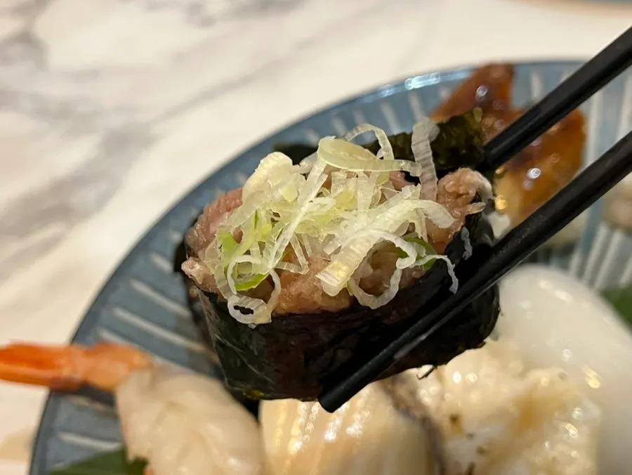 Crab sushi included in the premium sushi set