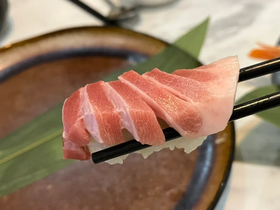 Negitoro gunkan roll included in the premium sushi set