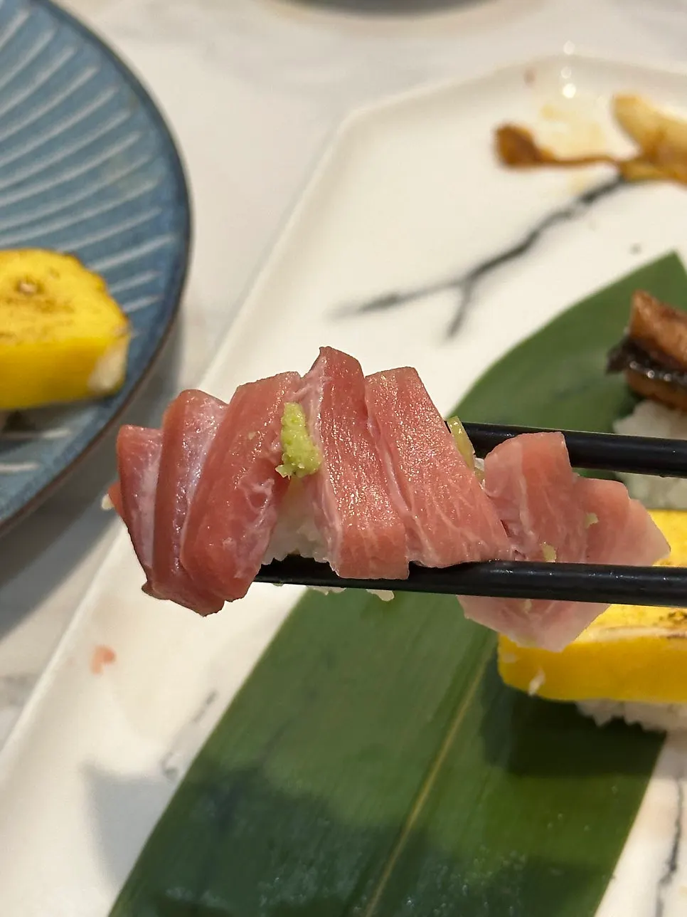 A piece of shrimp sushi