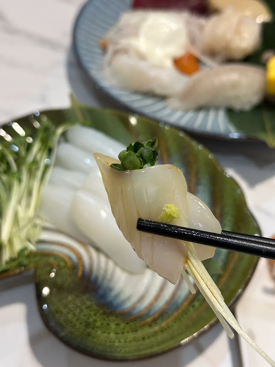 A plate of 10,000-won cuttlefish sashimi