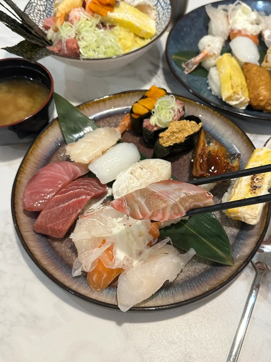 Close-up of the premium sushi lineup