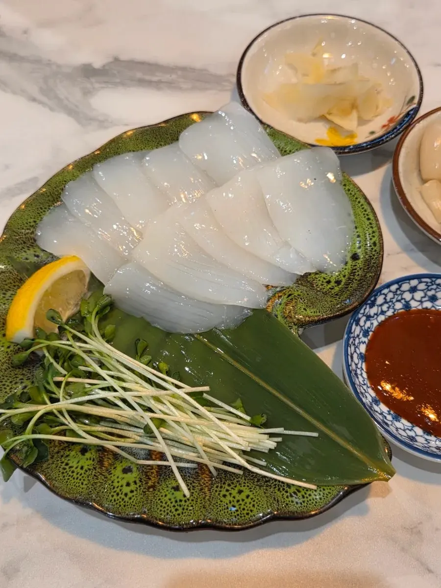 A plate of cuttlefish sashimi