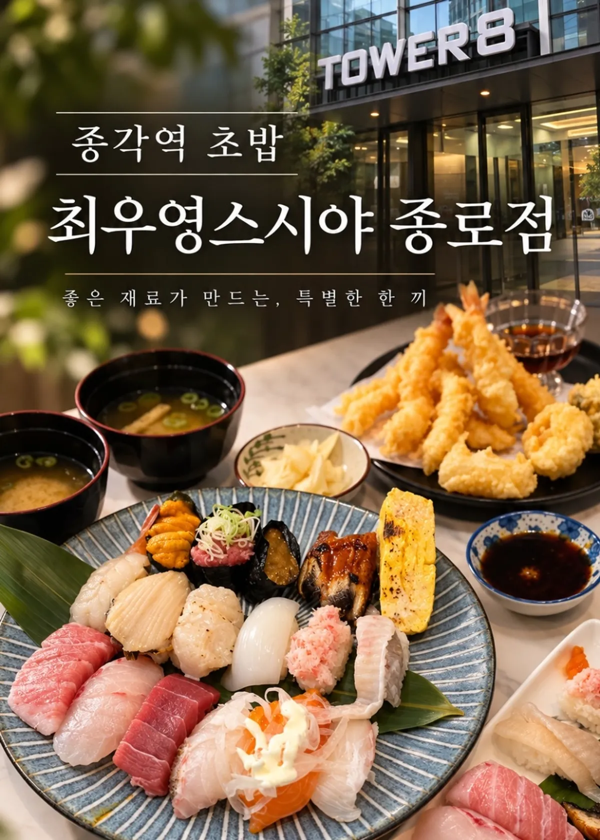 A plate of sushi at Choe Uyeong Sushiya Jongno Branch