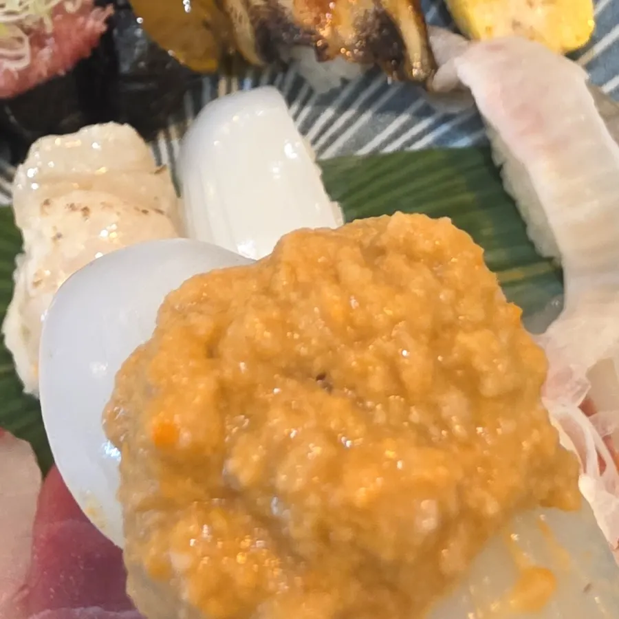 Close-up of tuna belly sushi