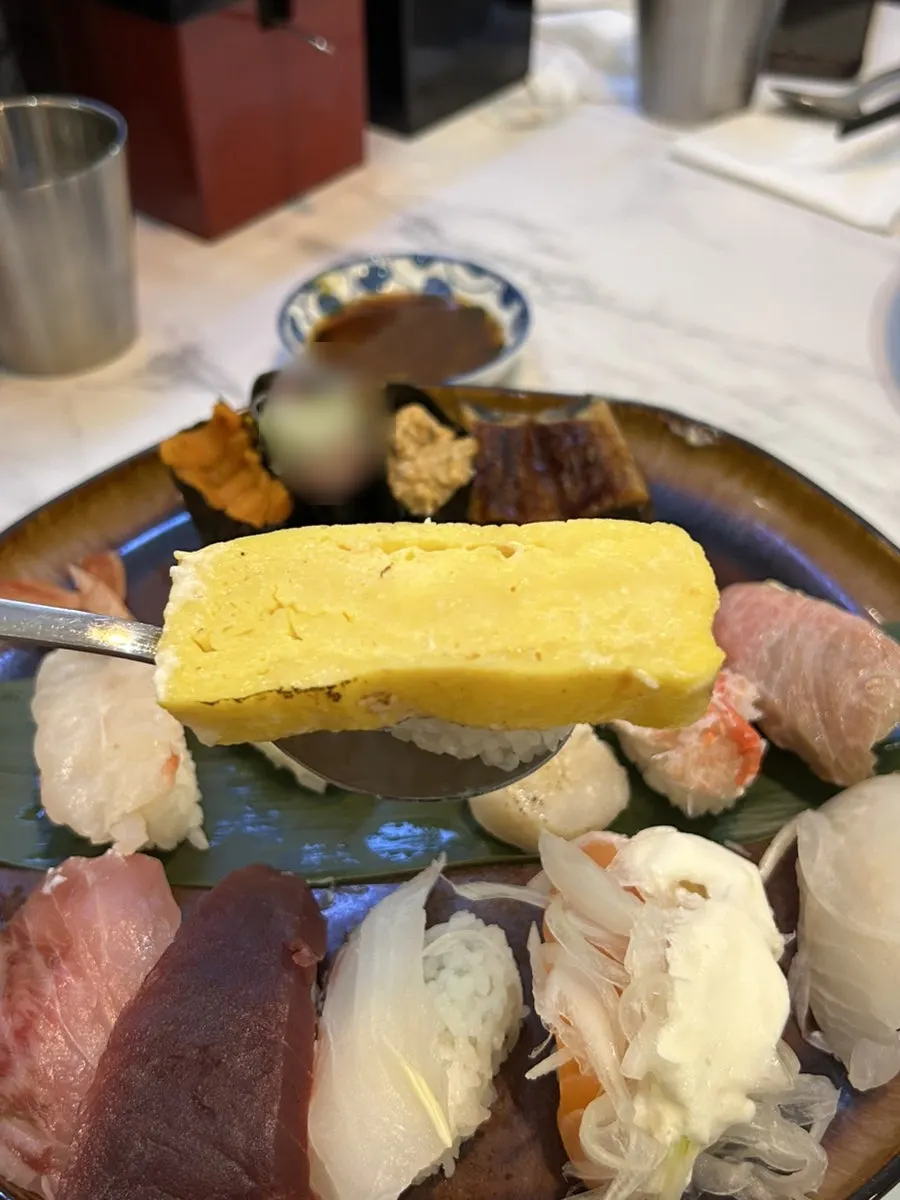 Premium sushi set including egg sushi