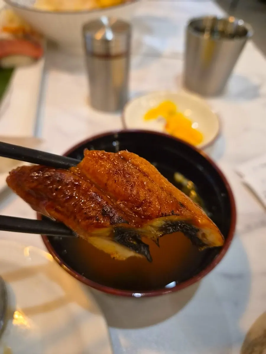 Nearly empty sushi plate