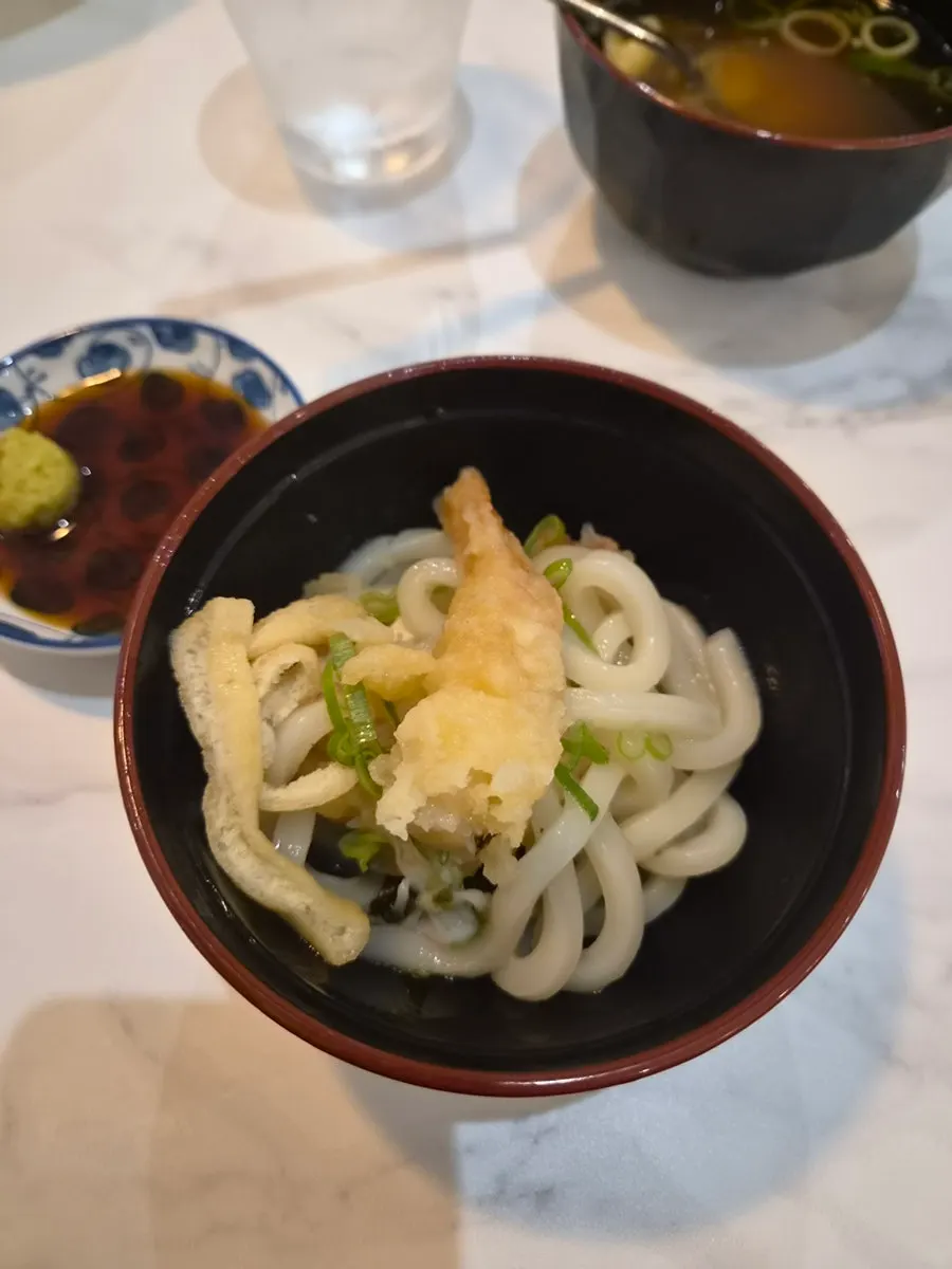 Springy noodles in warm udon broth