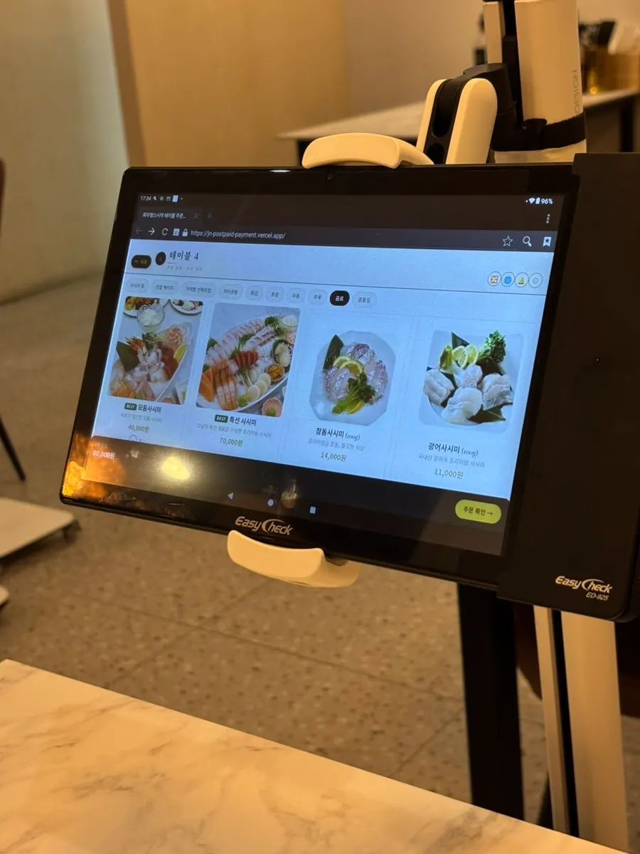 Sashimi and sushi menu page