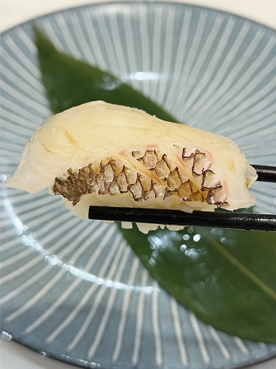 Thick steamed abalone sushi and egg sushi