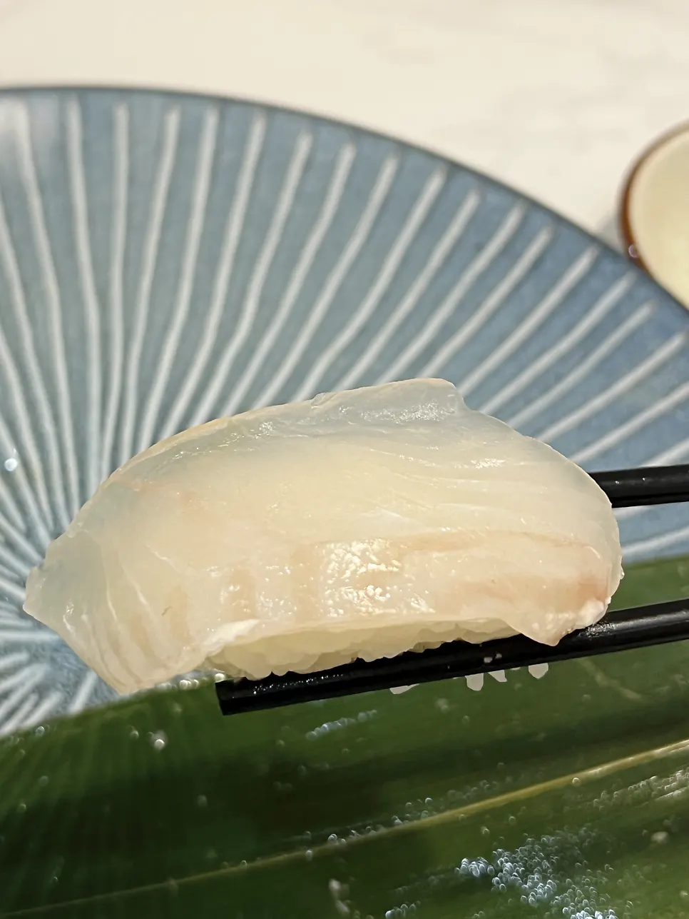 Thick steamed abalone sushi and egg sushi