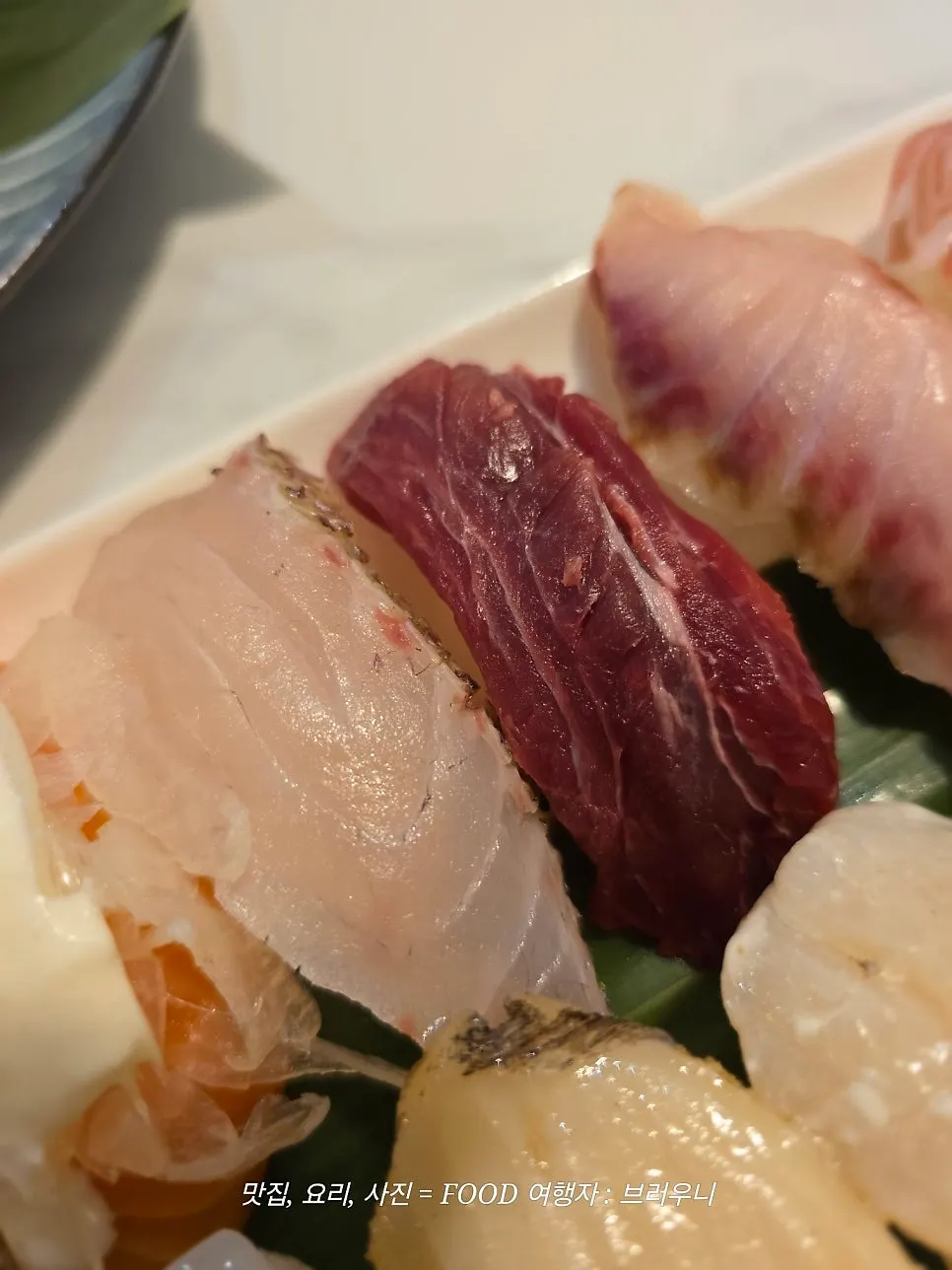 Close-up view of the premium sushi set arrangement