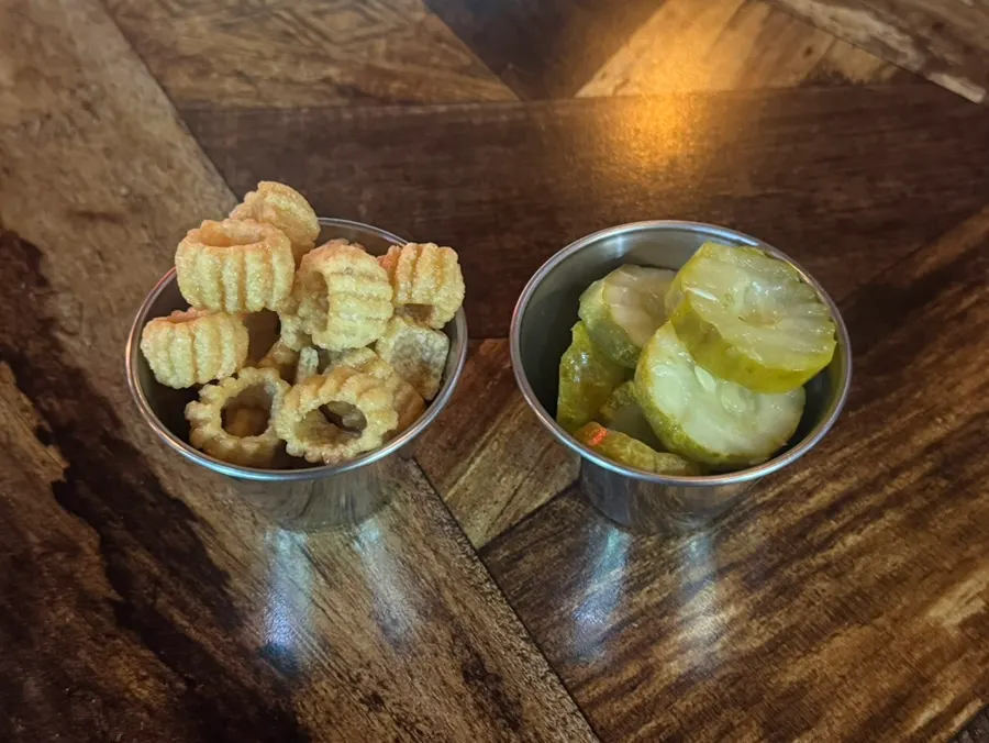 Basic side snacks: Jjanggu crackers and pickles