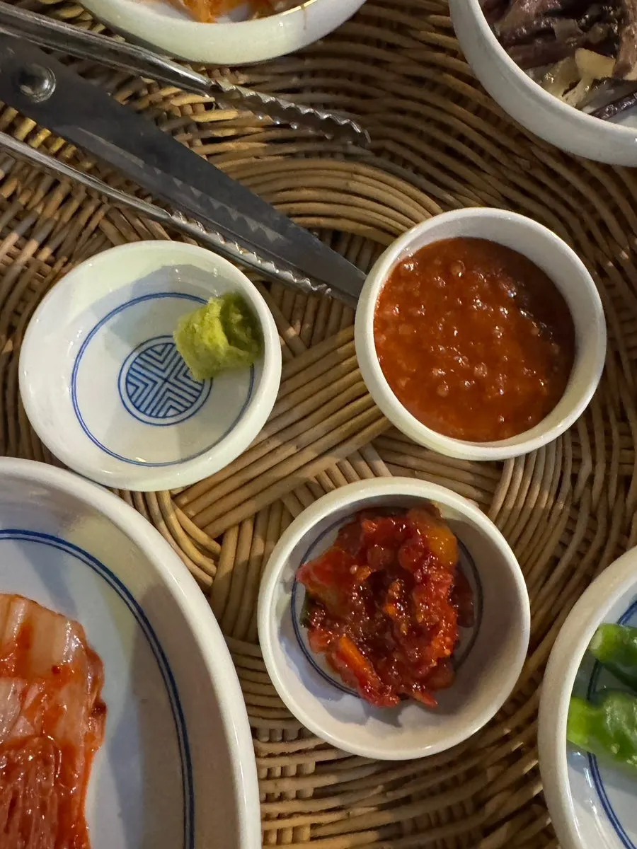 Wasabi, ssamjang, and salted squid