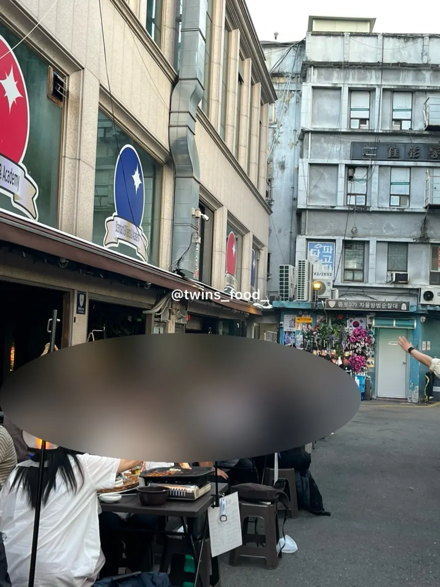 Street of outdoor tented tables on the Suphyo-ro alley