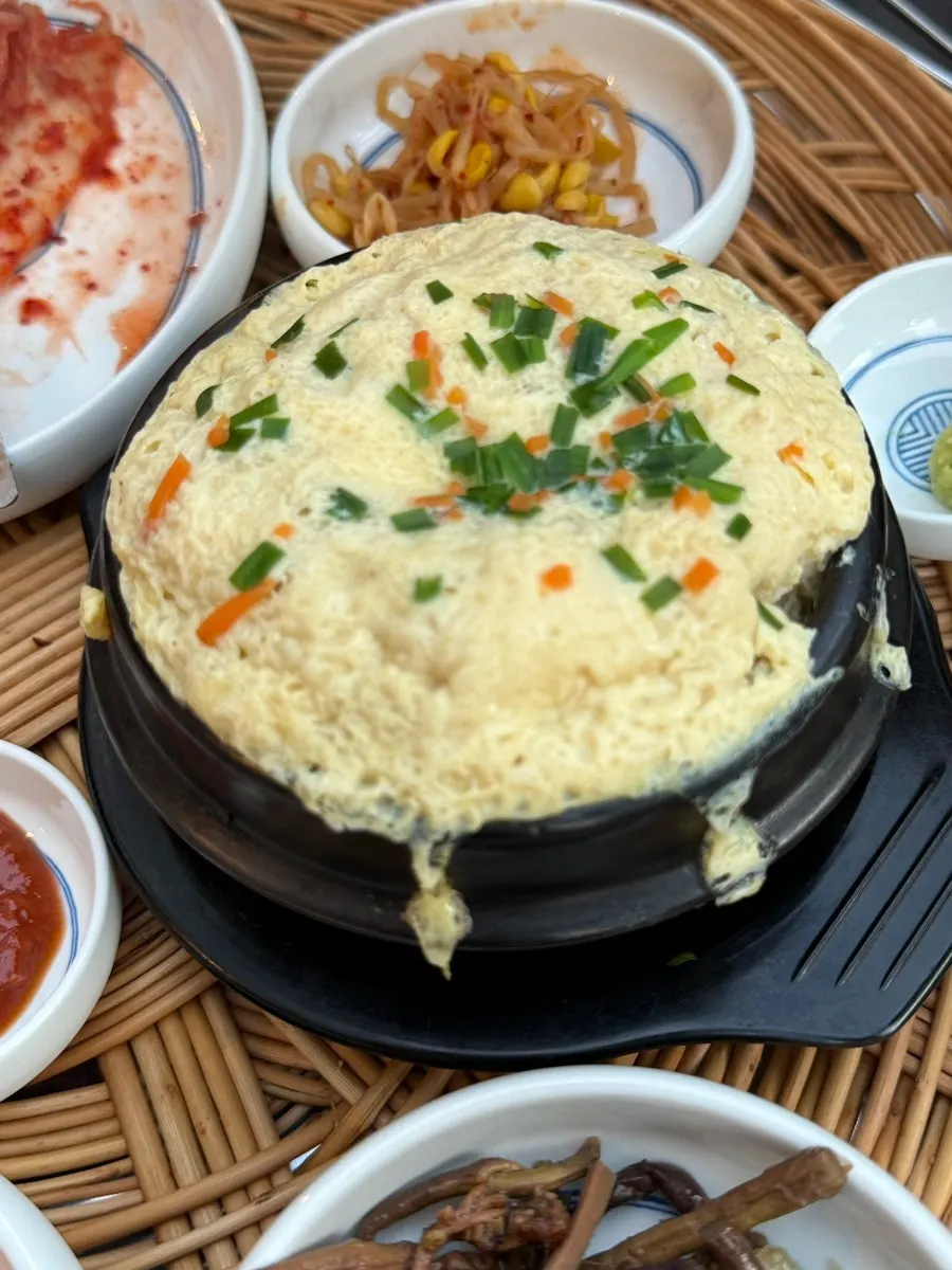 Basic side dish spread set out at the outdoor table