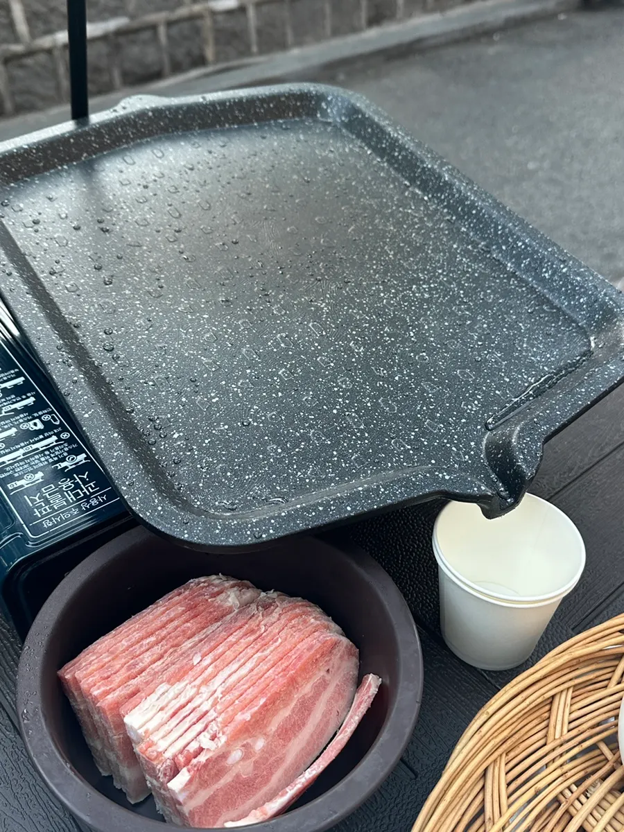 Two servings of frozen pork belly with steamed egg