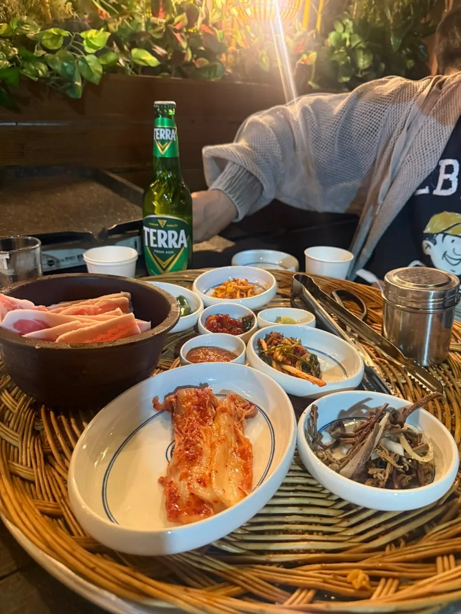 Soju and Terra beer for a soju-beer cocktail on the outdoor table