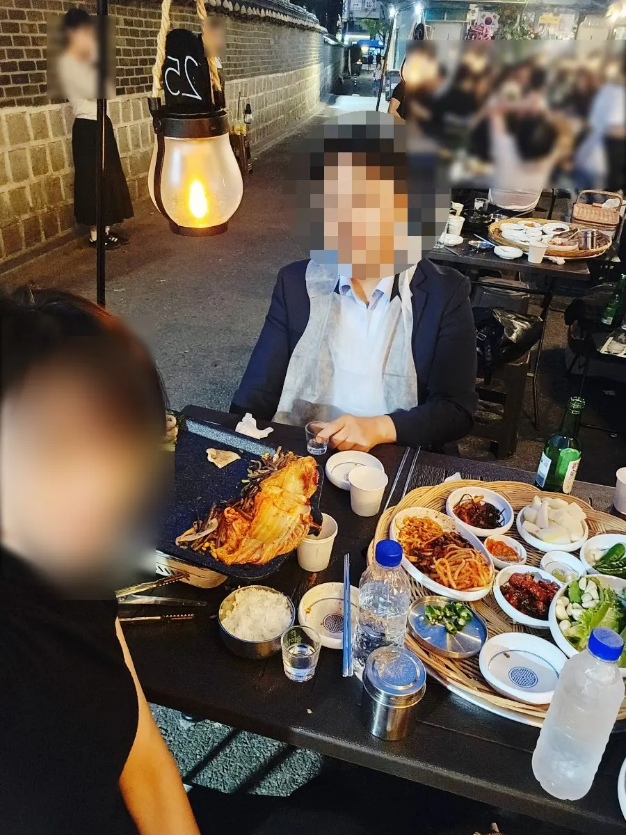 Outdoor table as evening darkens