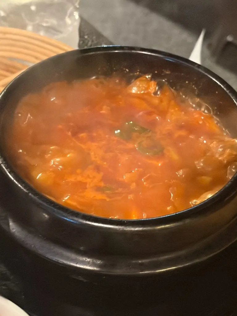 Kimchi stew ordered with the meat