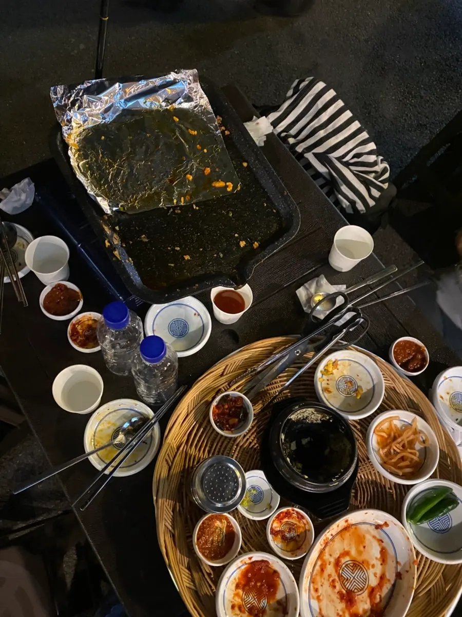 Kimchi fried rice served on foil