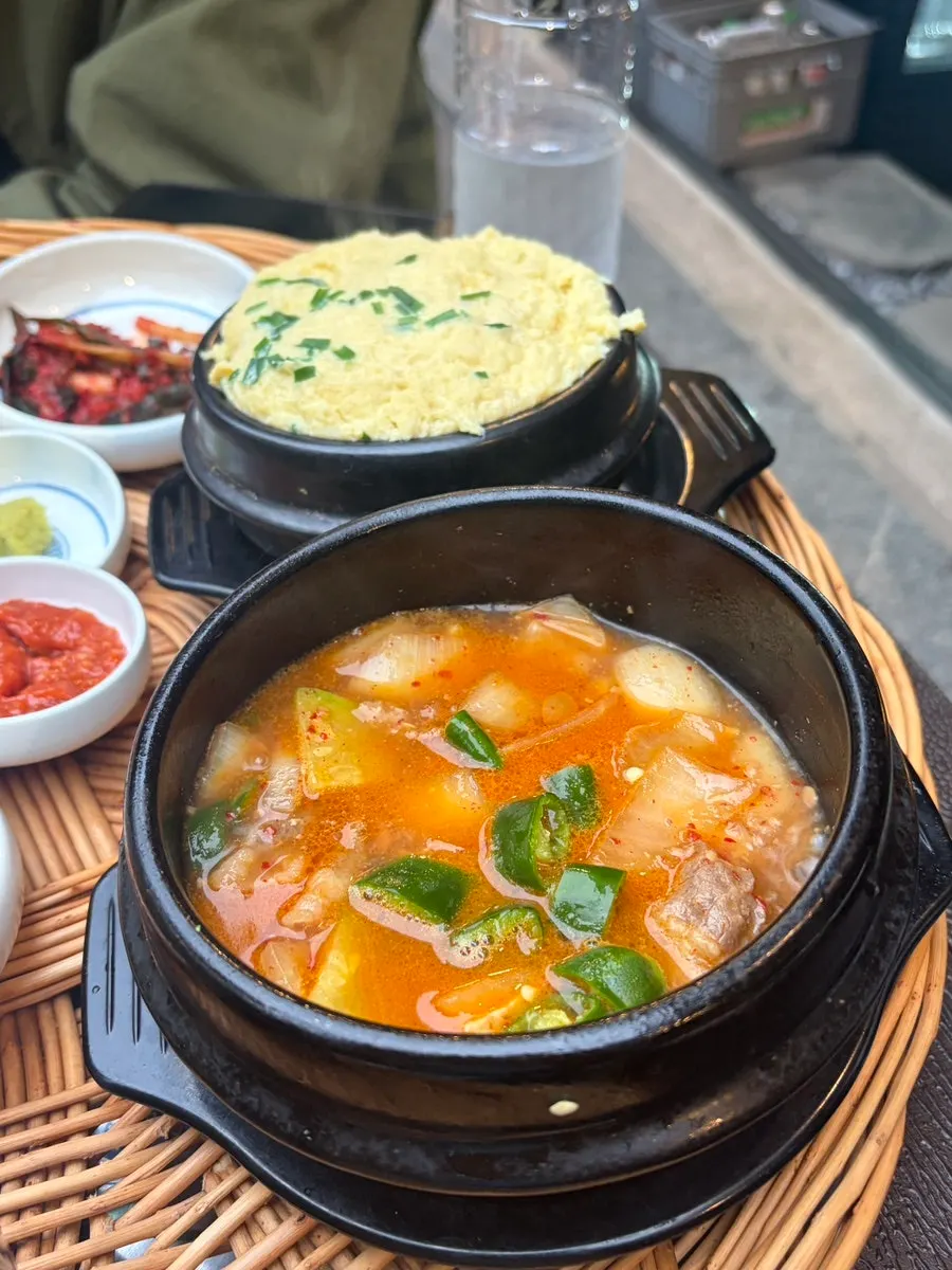 Brisket doenjang stew with cheongyang chili added