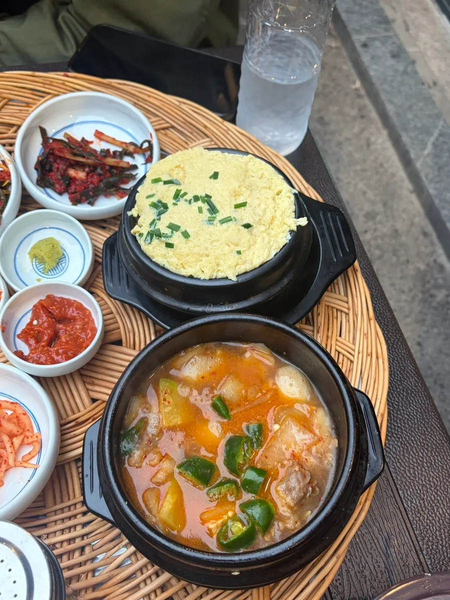 Spicy, savory doenjang stew broth