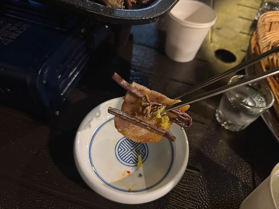 Close-up of nicely browned frozen pork belly