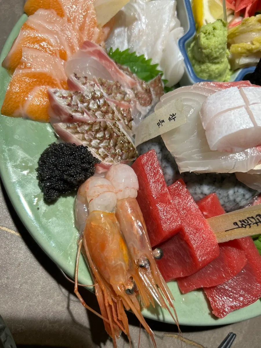 Flounder, salmon, and red sea bream aged sashimi