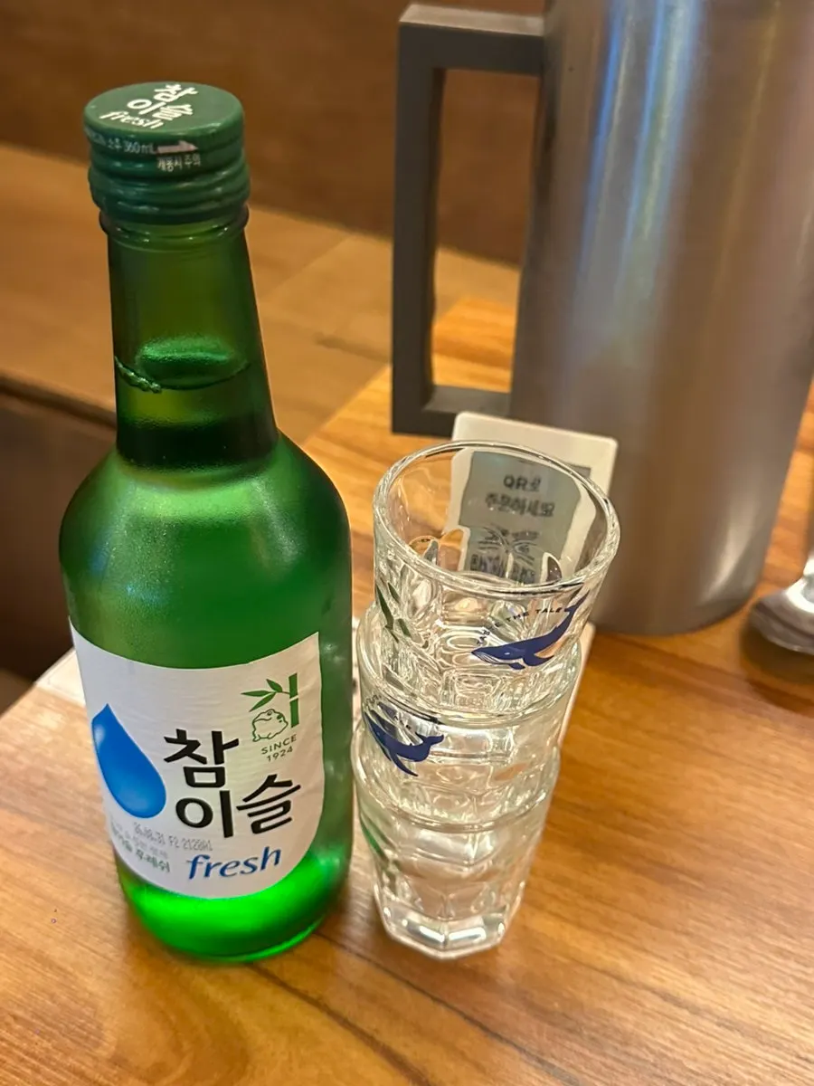 Soju glass with a whale design at Joseonmakhae