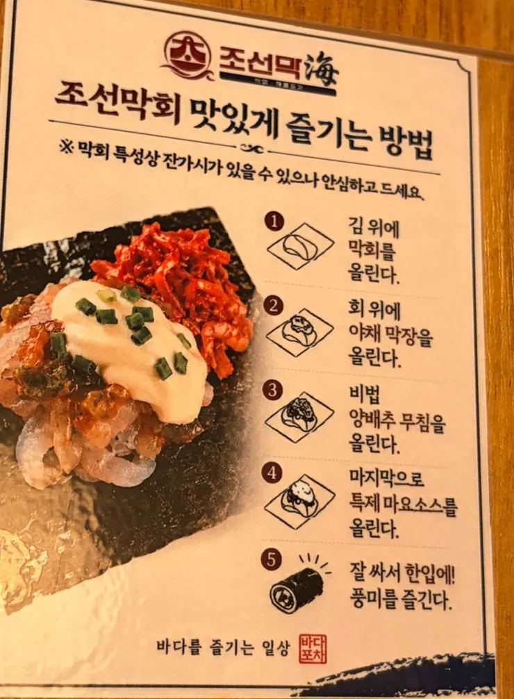 Plate of sashimi served with cabbage and minari