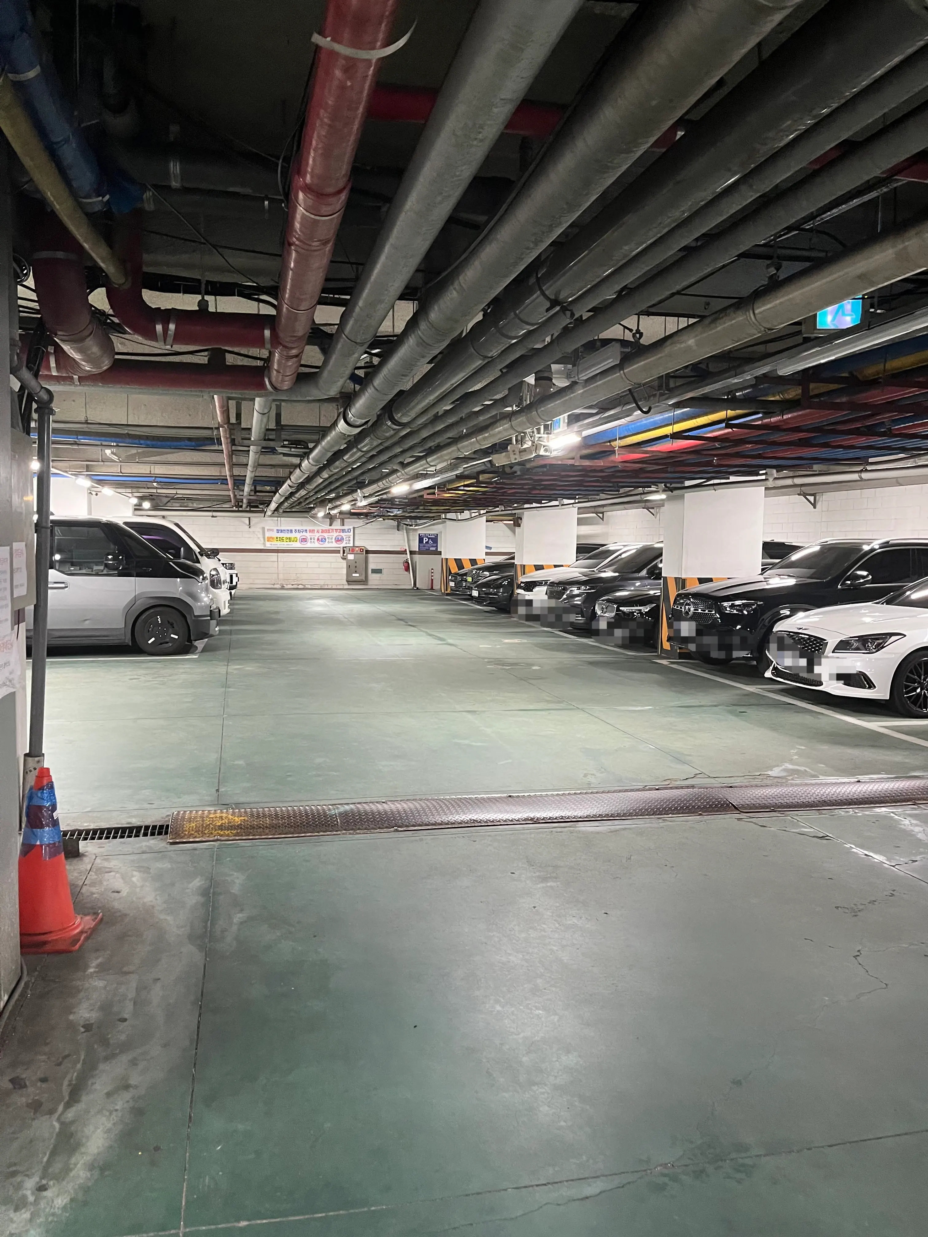 Inside the basement parking lot used when visiting Joseph Therapfit
