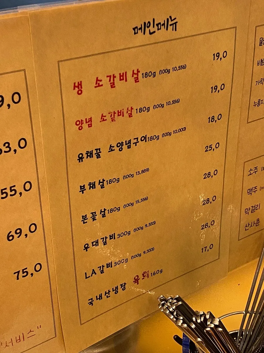 Menu board listing the sohanmari set composition