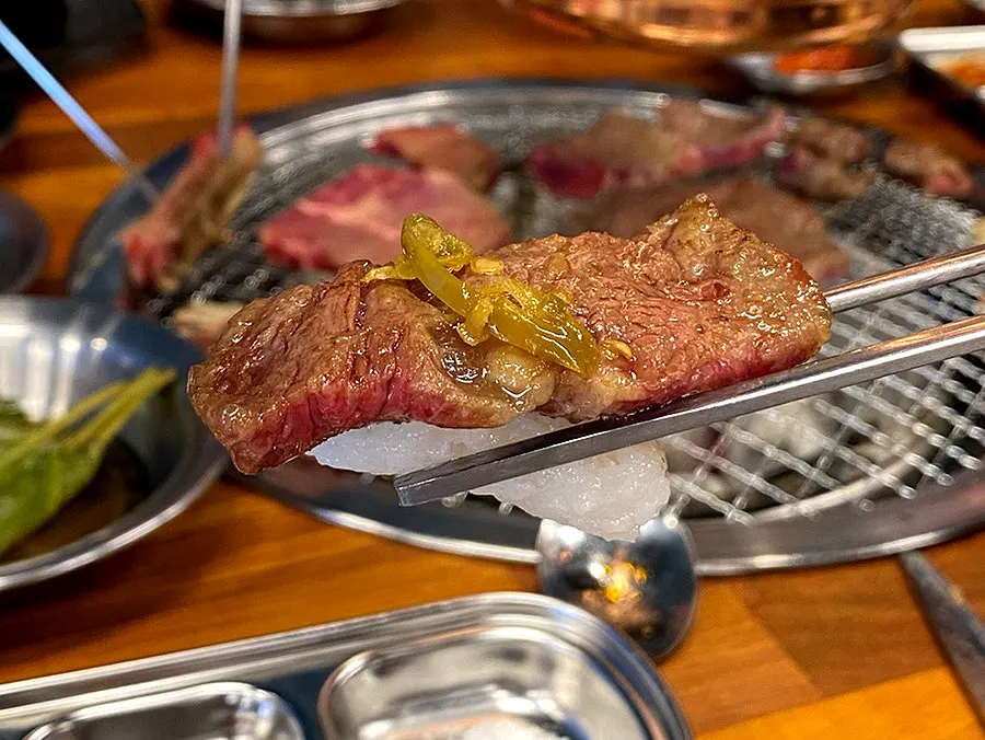 A tender, well-grilled piece of beef