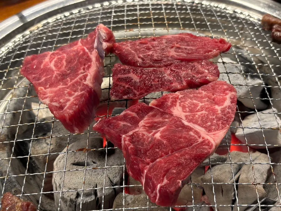 Special cuts beef grilling on the tabletop grill