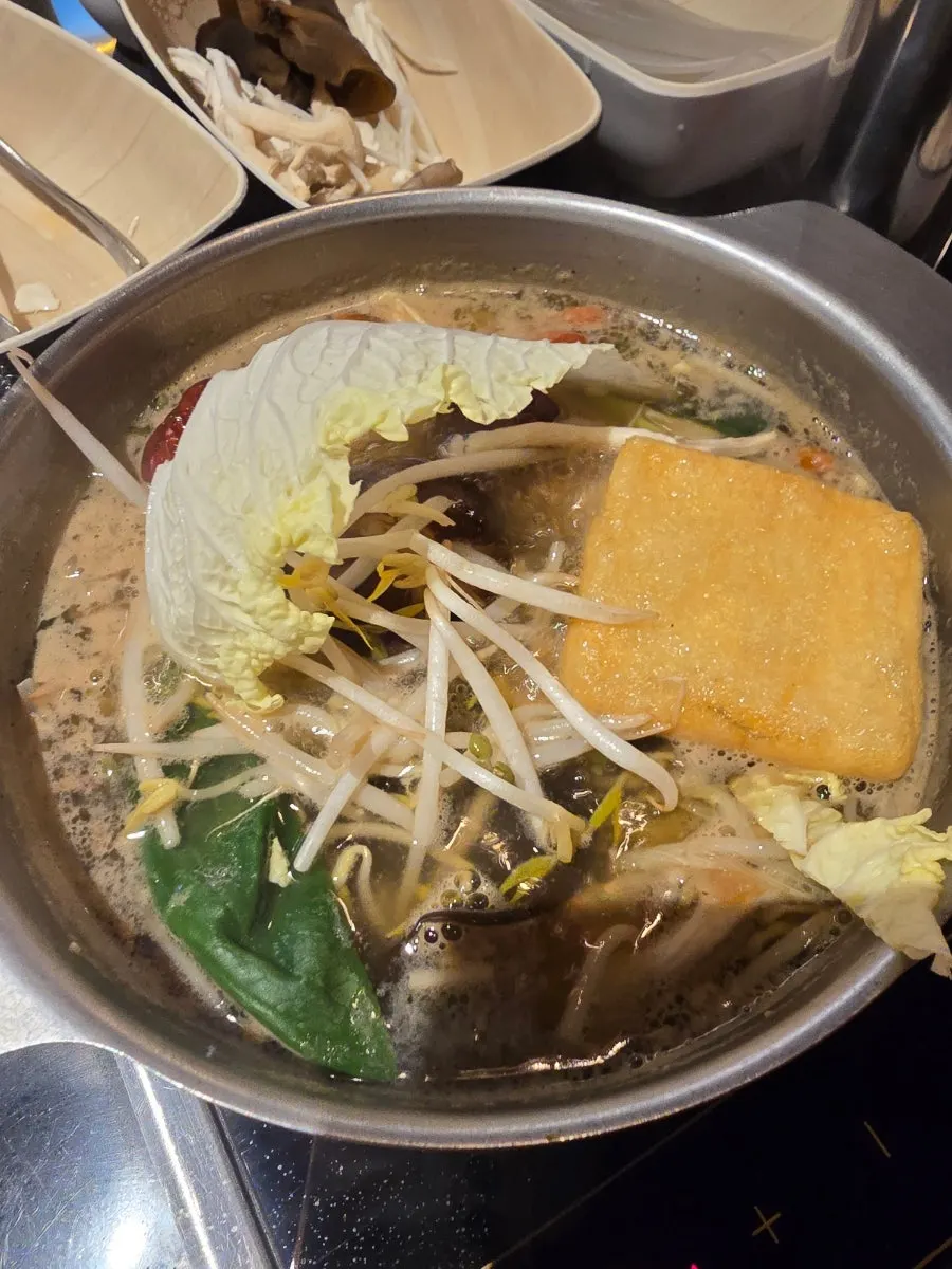 Casual atmosphere during the hot pot meal