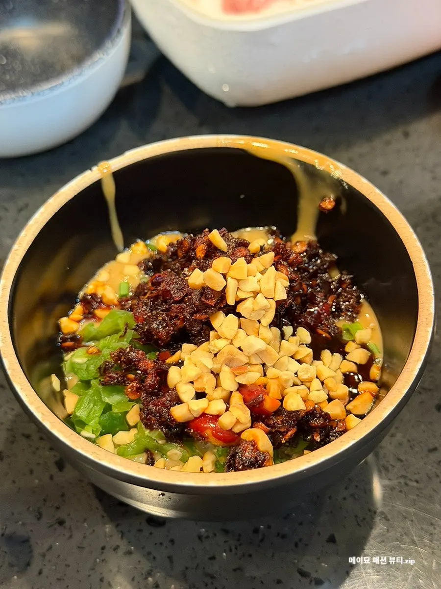 Self-serve sauce bar with sauce recipes written out