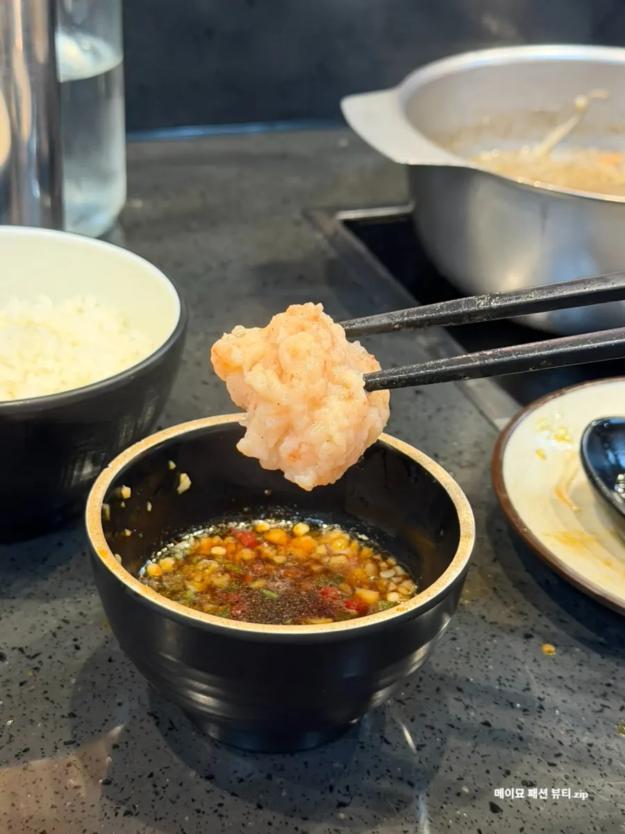 Beef brisket and fish balls cooked in mala broth