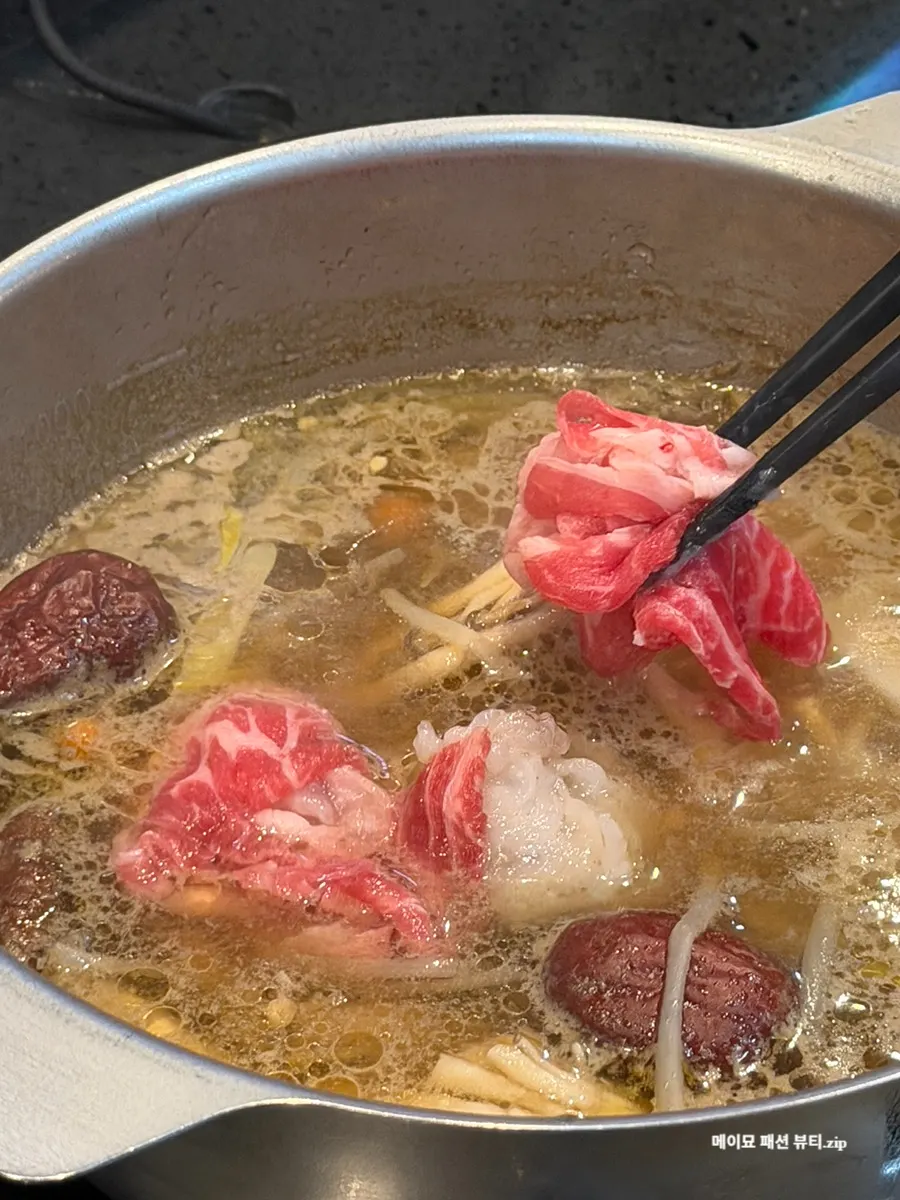 Cooking beef in the beef broth