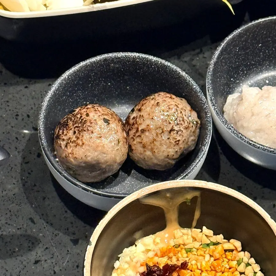 Beef set and handmade meatballs arrangement