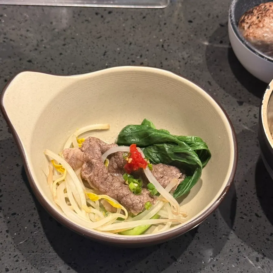 Coex Magok hot pot beef set with fat menbosha and orange chicken at J's Pot Magok Branch