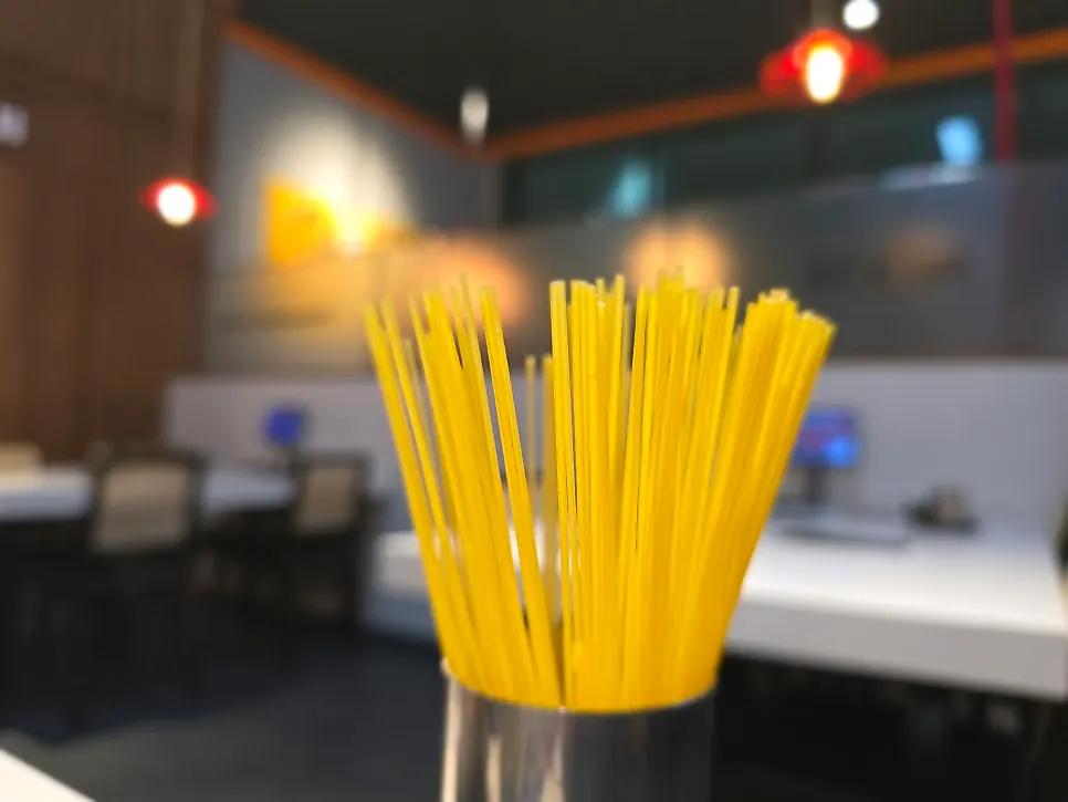 Corn noodles added at the end of the hot pot meal