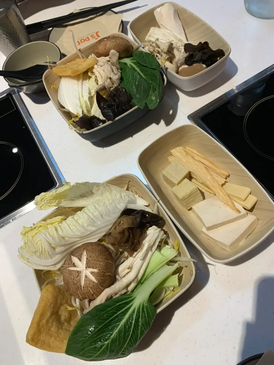 Beef set for two set up with vegetables and tofu assortment