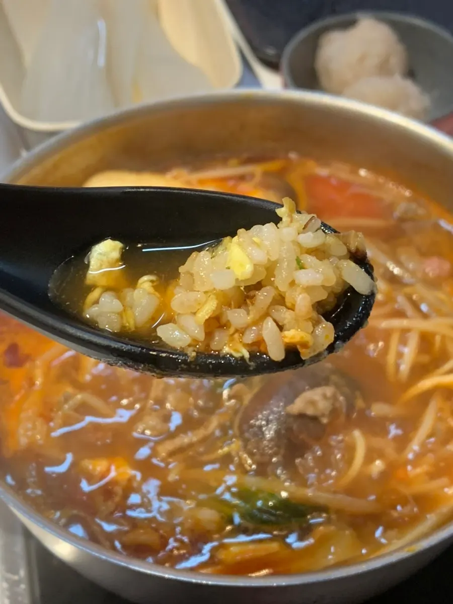 A spoonful of fluffy egg fried rice